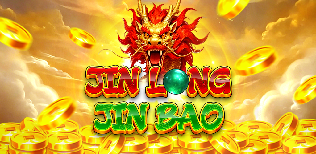 Golden dragon surrounded by coins and the Jin Long Jin Bao title
